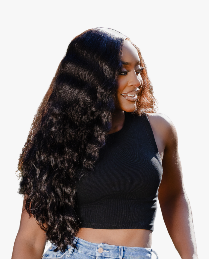 Raw Vietnamese Loose Curly HD Lace Frontal — full install on model