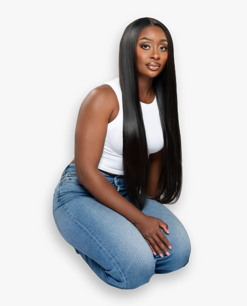 Raw Vietnamese Luxe Straight HD Lace Closure  — full install on model
