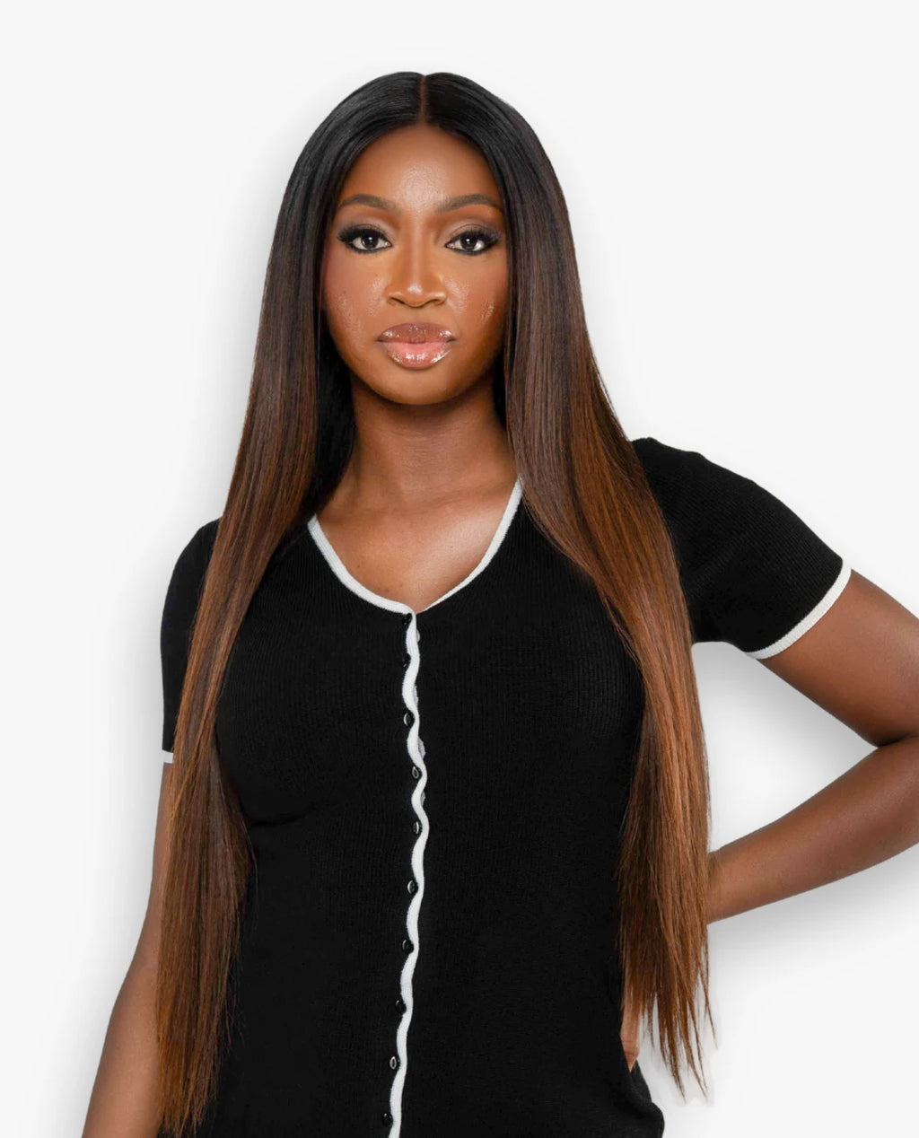 Raw Vietnamese Natural Straight Sunkissed — full install on model
